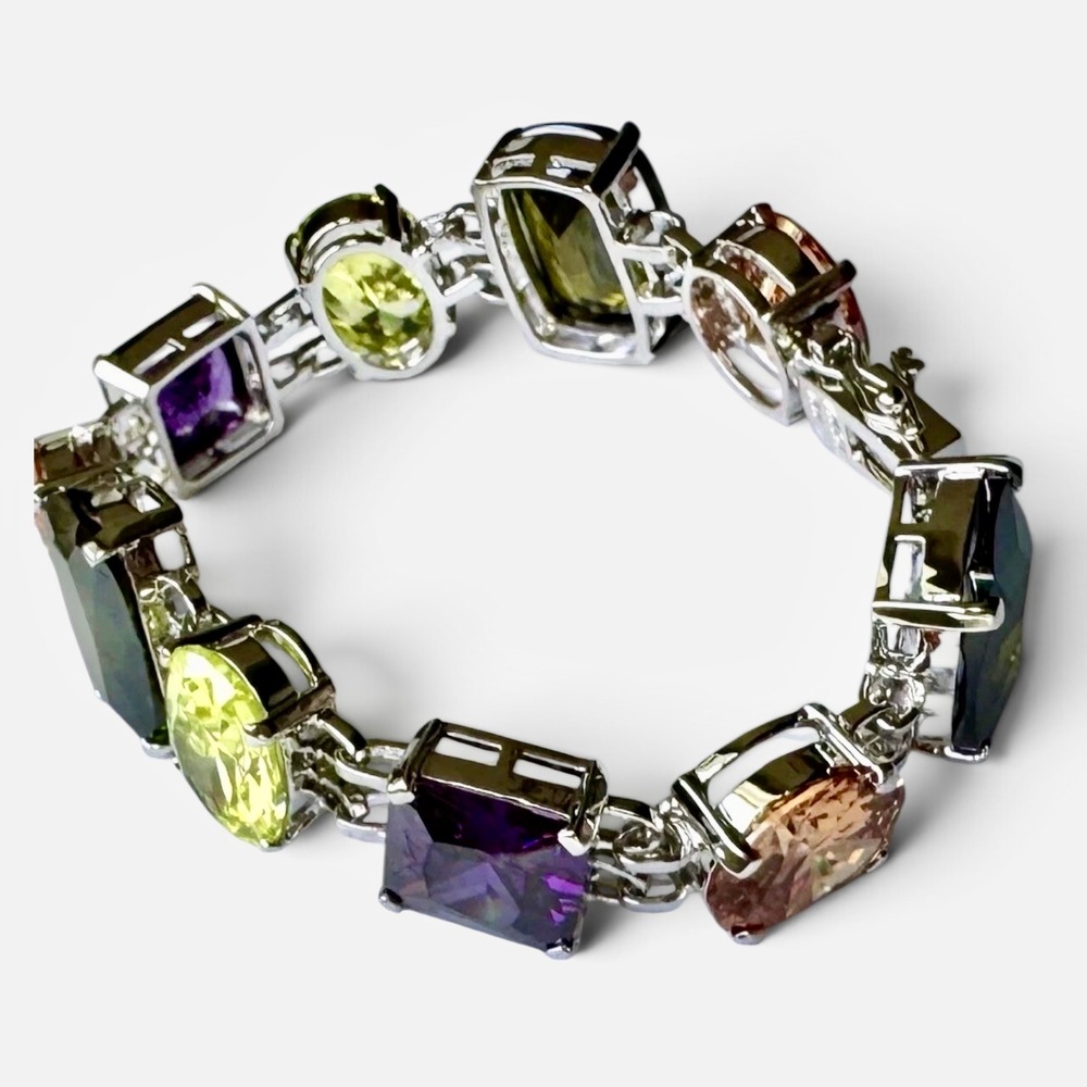 Nolan Miller Lincoln Road Crystal Bracelet Multicolor Purple Green Champagne